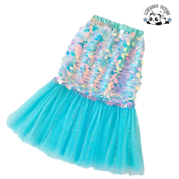LEZONKIDS - Hot Sale Mermaid Sequin Princess Half-length Fishtail Skirt Tube Top Girls Dress for Kids